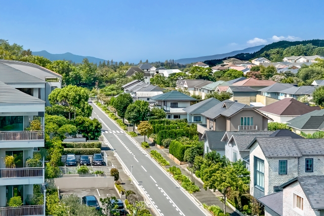 住宅街を見渡した街並みの風景