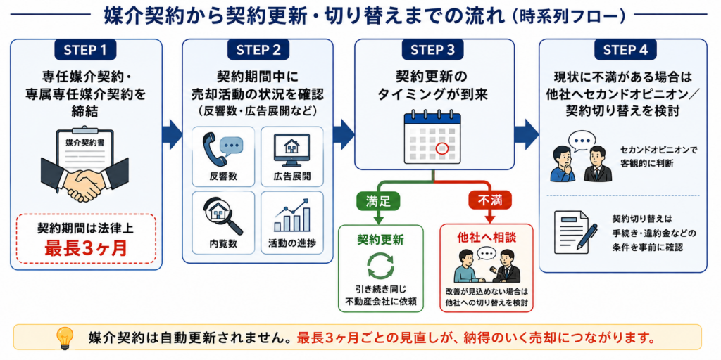 媒介契約から契約更新・切り替えまでの流れ